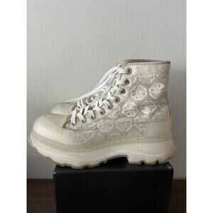 Alexander Mcqueen Tread Boots Women's Size 40.5 White Floral No Insoles
